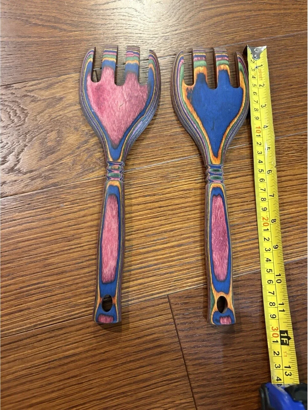 2-Piece Island Bamboo Pakka Wood 12” Salad & Pasta Servers Set Rainbow